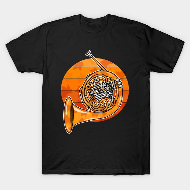 Fall French Horn Hornist Brass Musician Autumn T-Shirt by doodlerob